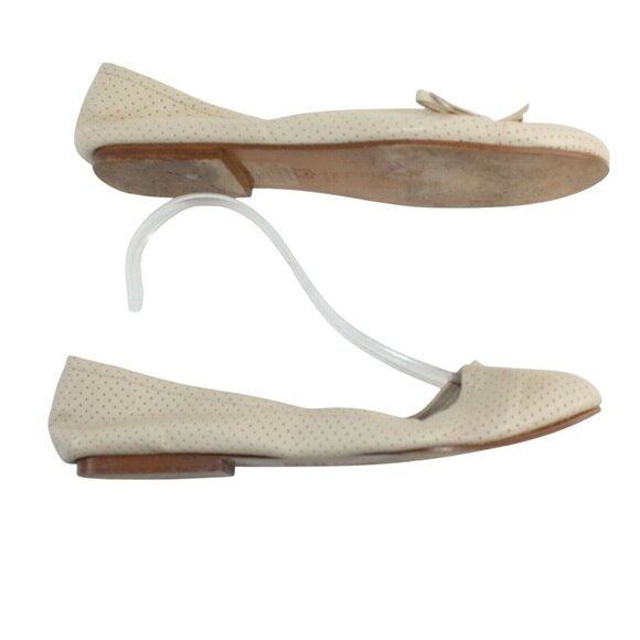 Kimel Design Studio Womens 8.5M Beige Leather Small Dot Pattern Bow Ballet Flats - Picture 5 of 10